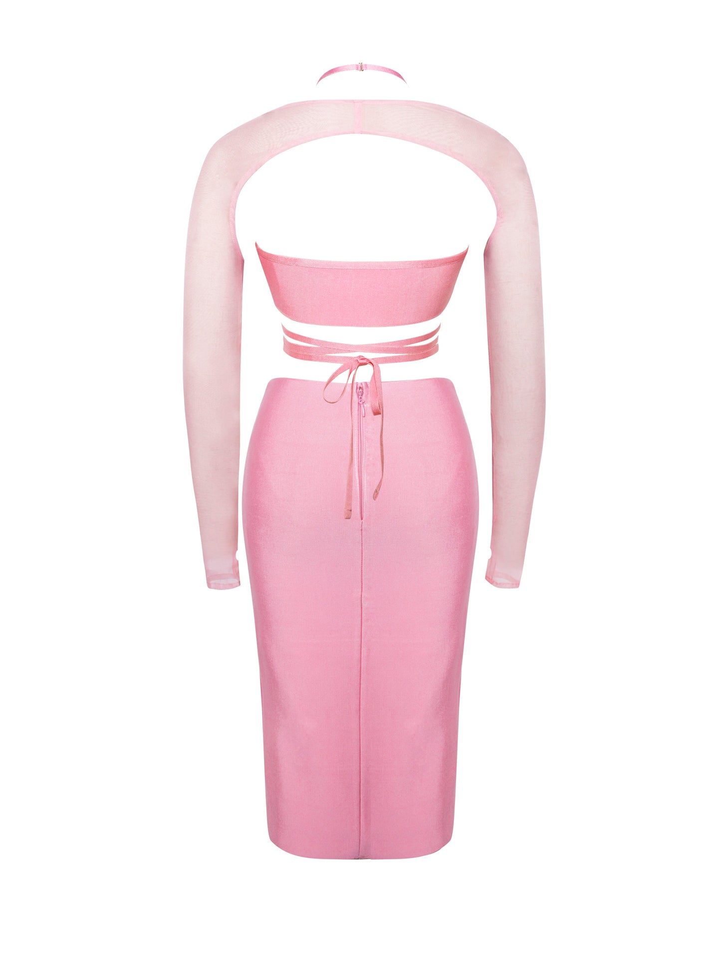 Bellozi™ Pink Lace Up Dress