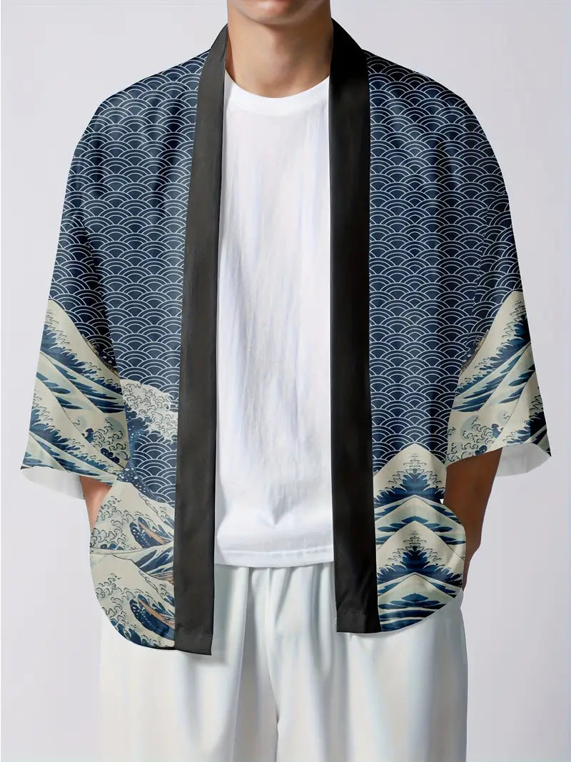 Charles - Kimono mit Meeresmotiv für Männer