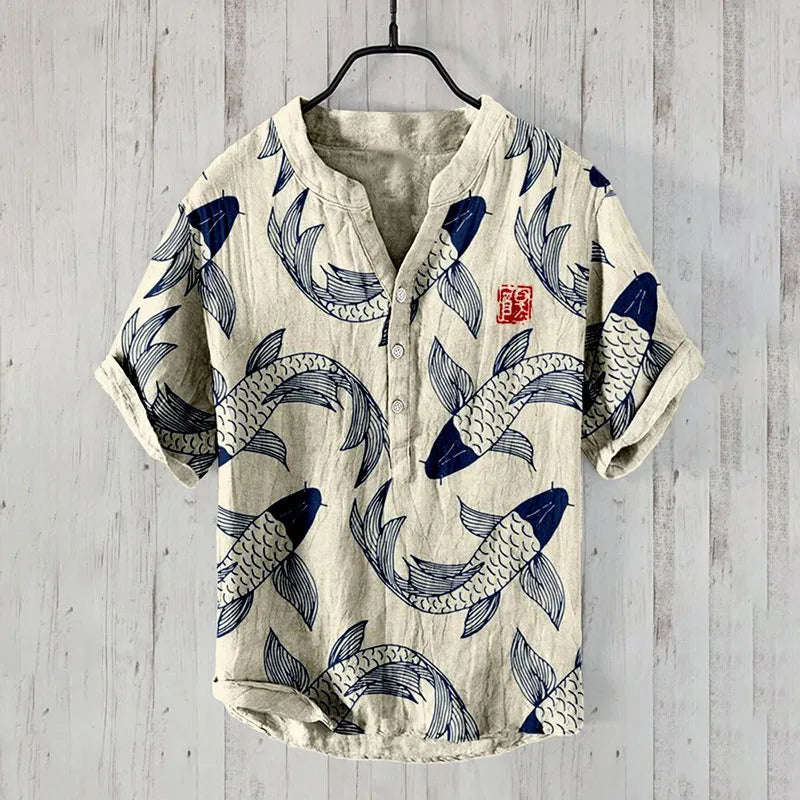 Lazlo - Japanisches Koi Print Shirt