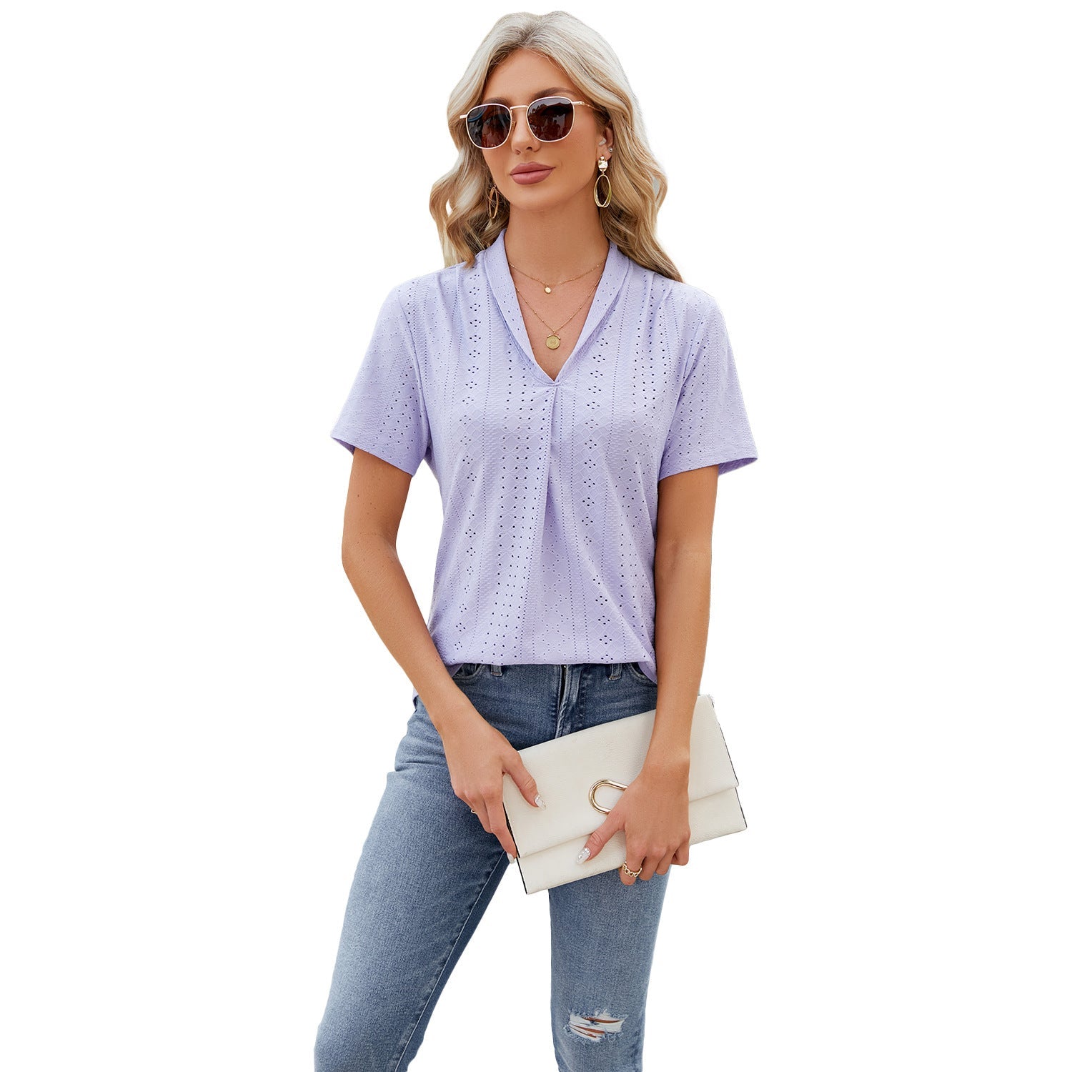 Whitley | V-Ausschnitt Hollow Loose Top