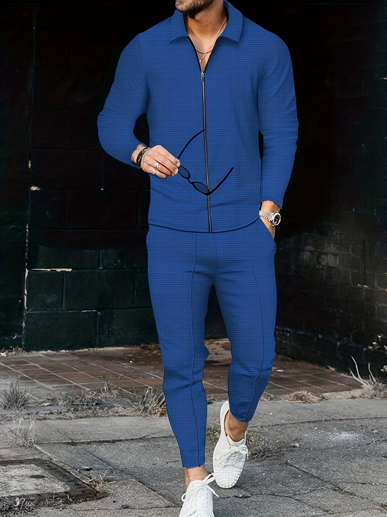 Warrick - Waffle Pattern Jogginganzug für Herren