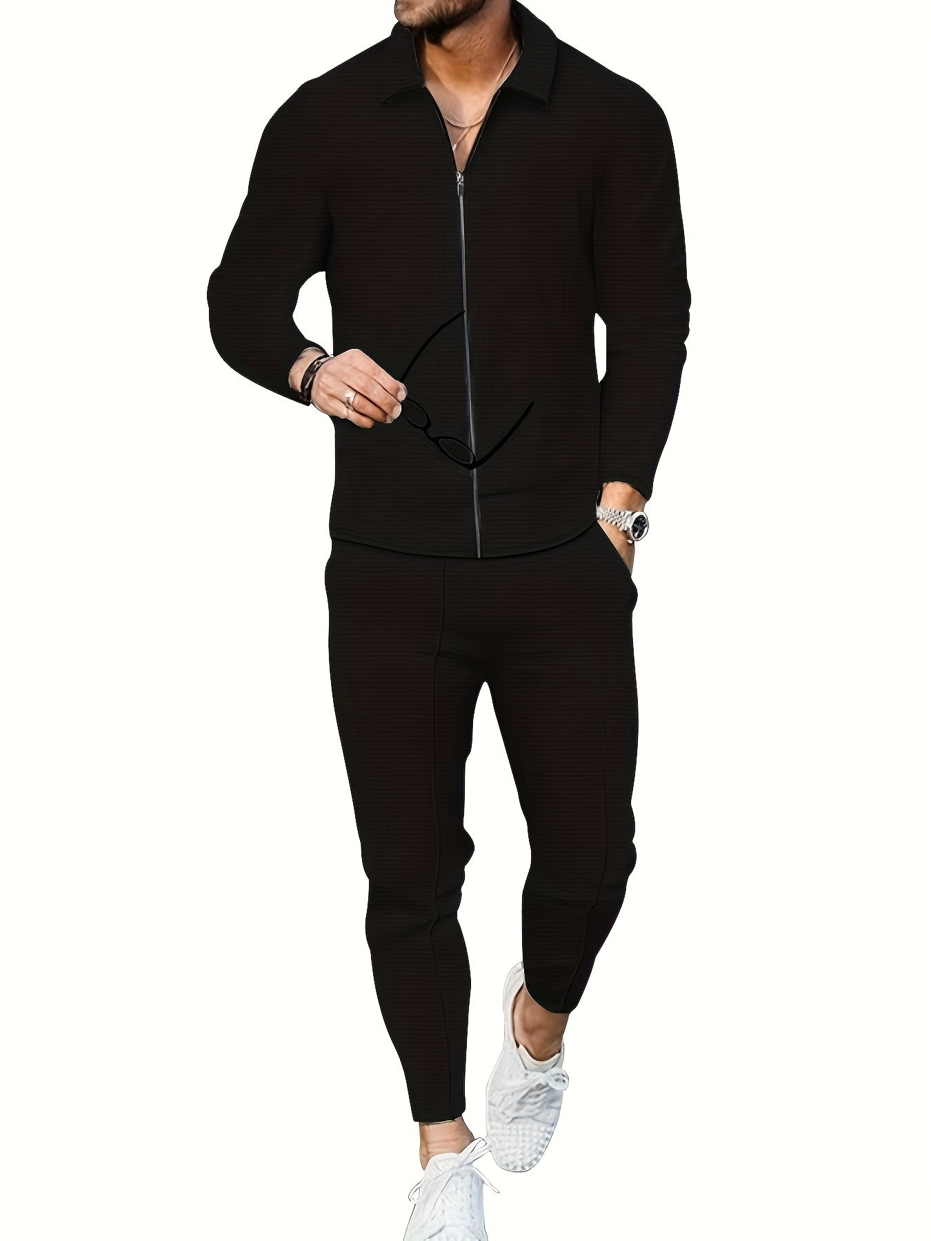 Warrick - Waffle Pattern Jogginganzug für Herren