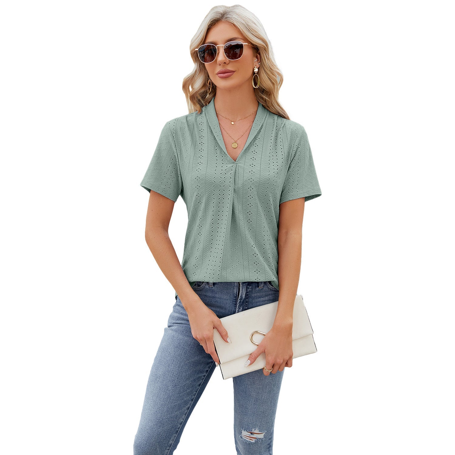 Whitley | V-Ausschnitt Hollow Loose Top