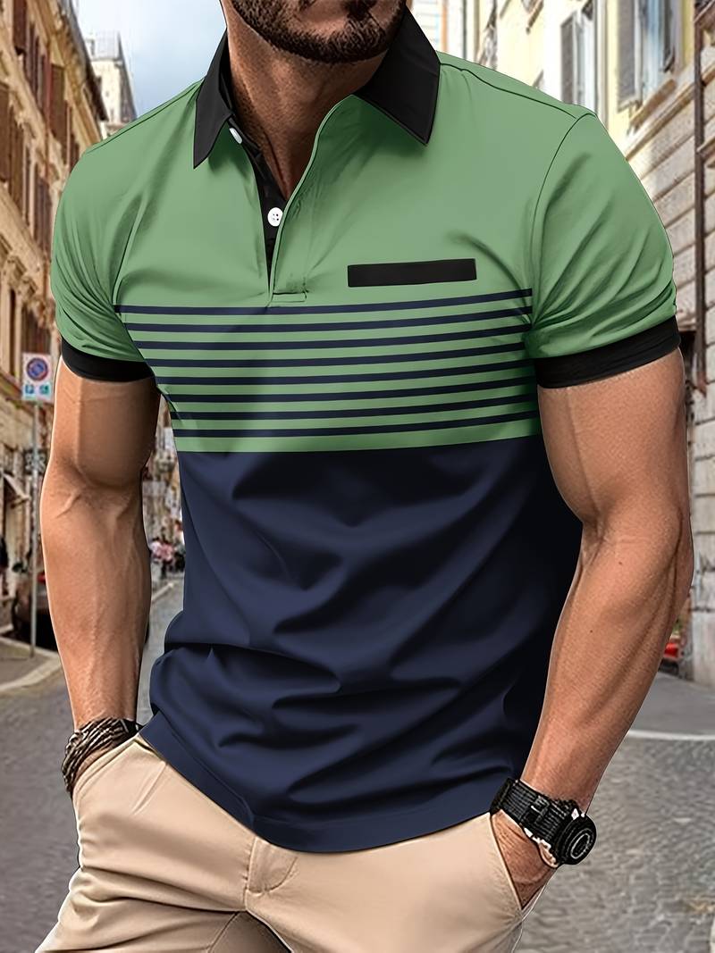 Chase – lässiges kurzarm-streifen-poloshirt für herren