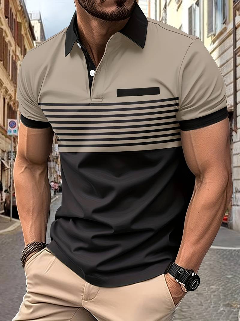 Chase – lässiges kurzarm-streifen-poloshirt für herren