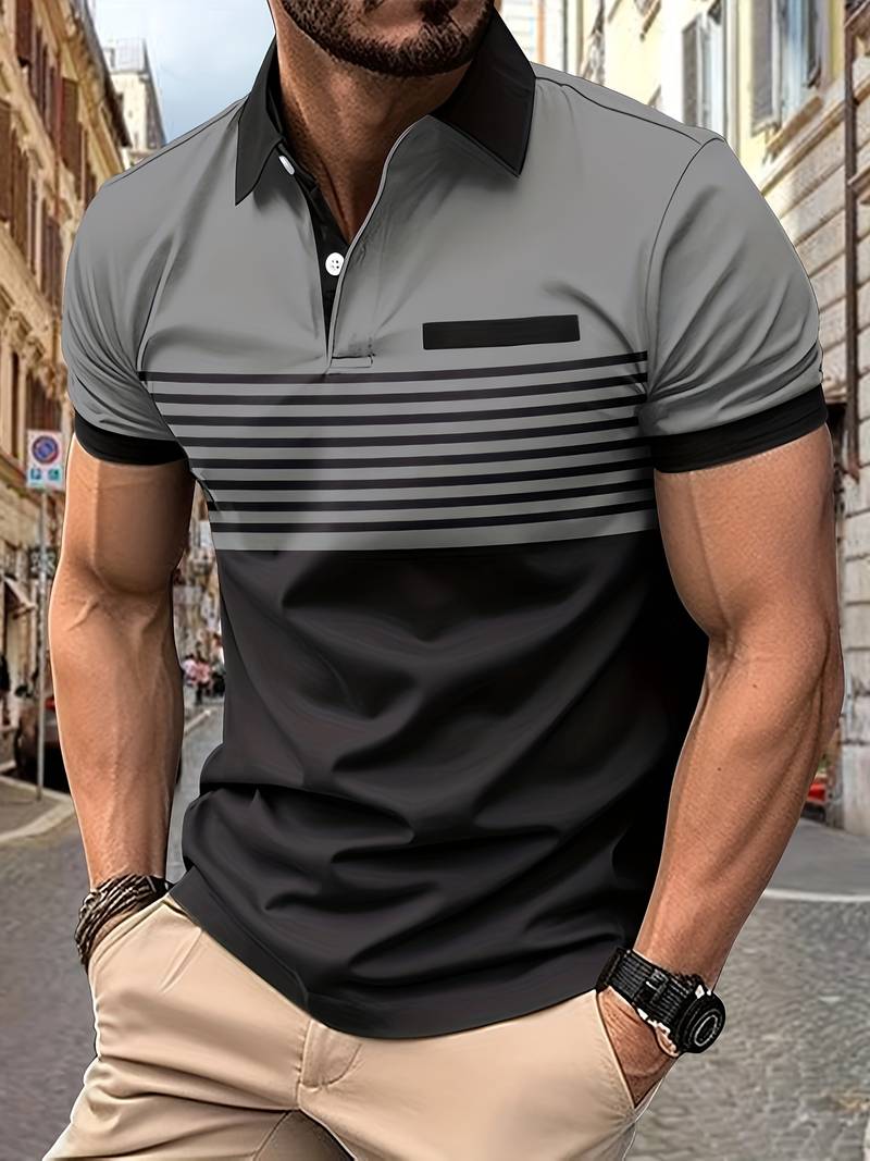 Chase – lässiges kurzarm-streifen-poloshirt für herren