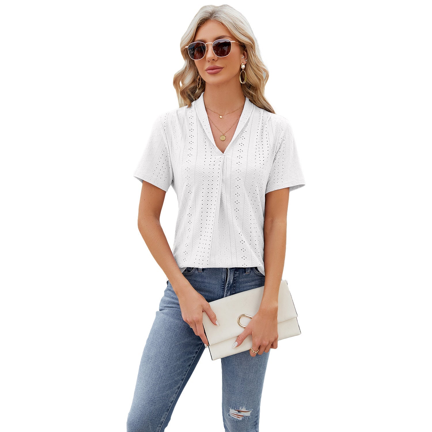 Whitley | V-Ausschnitt Hollow Loose Top