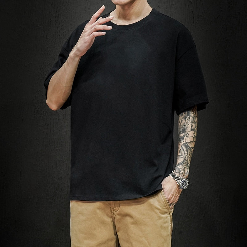 Michael's Herren T-Shirt Mode Solide Oversized Hip Hop Kurzarm Lässige Baumwolle