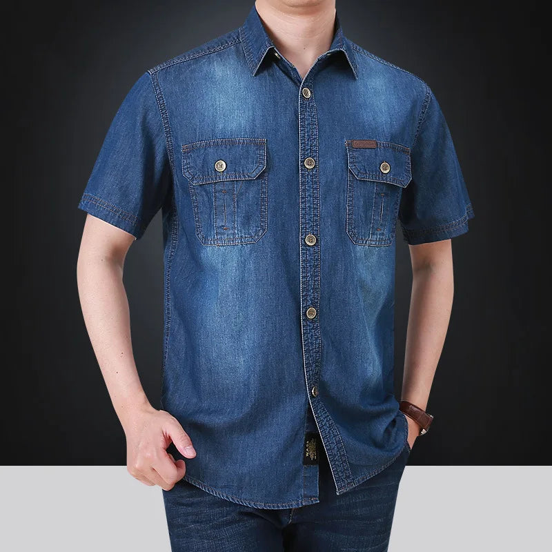 Michael - Denim-Shirt mit kurzen Ärmeln