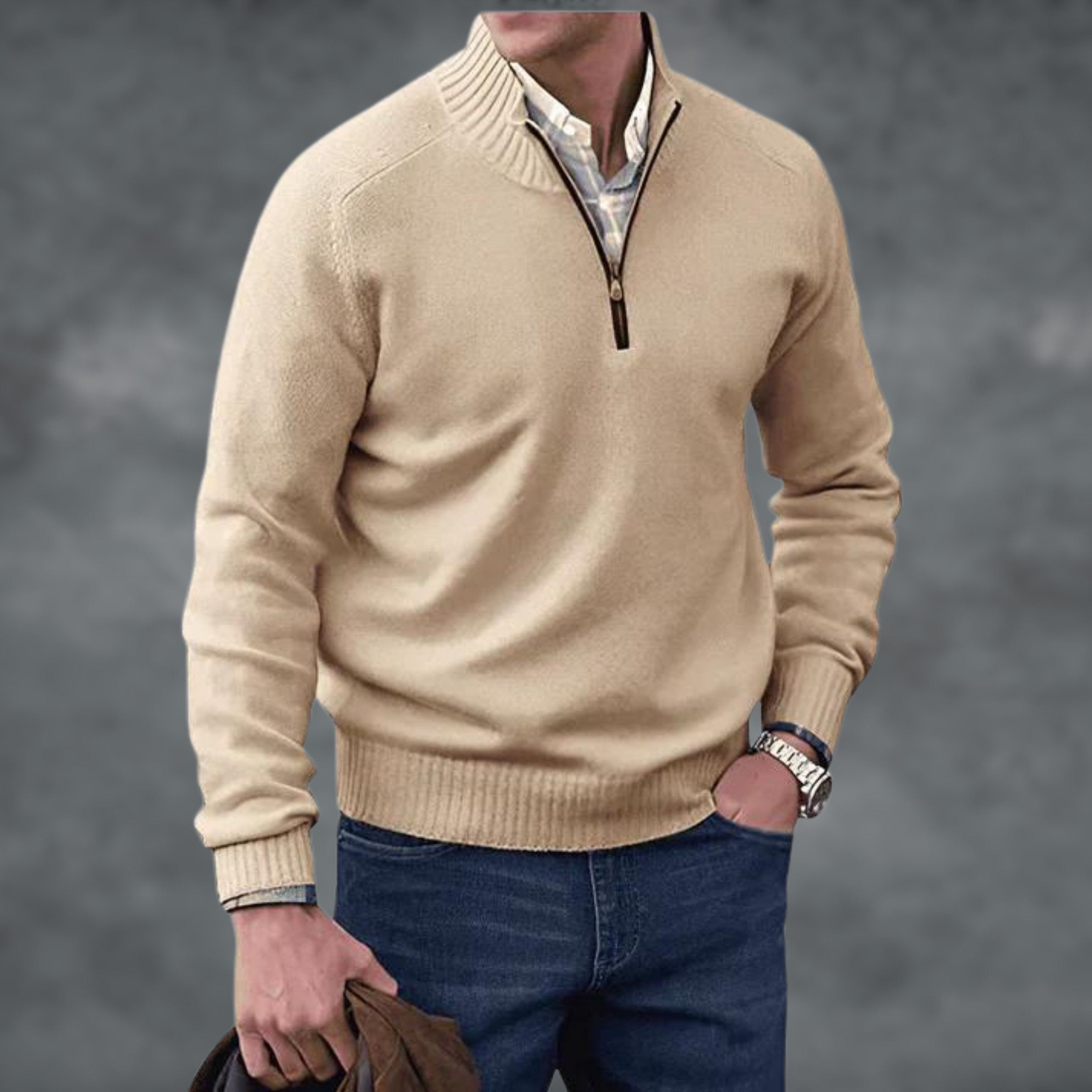 Alden - Eleganter Kaschmir-Pullover mit Reißverschluss