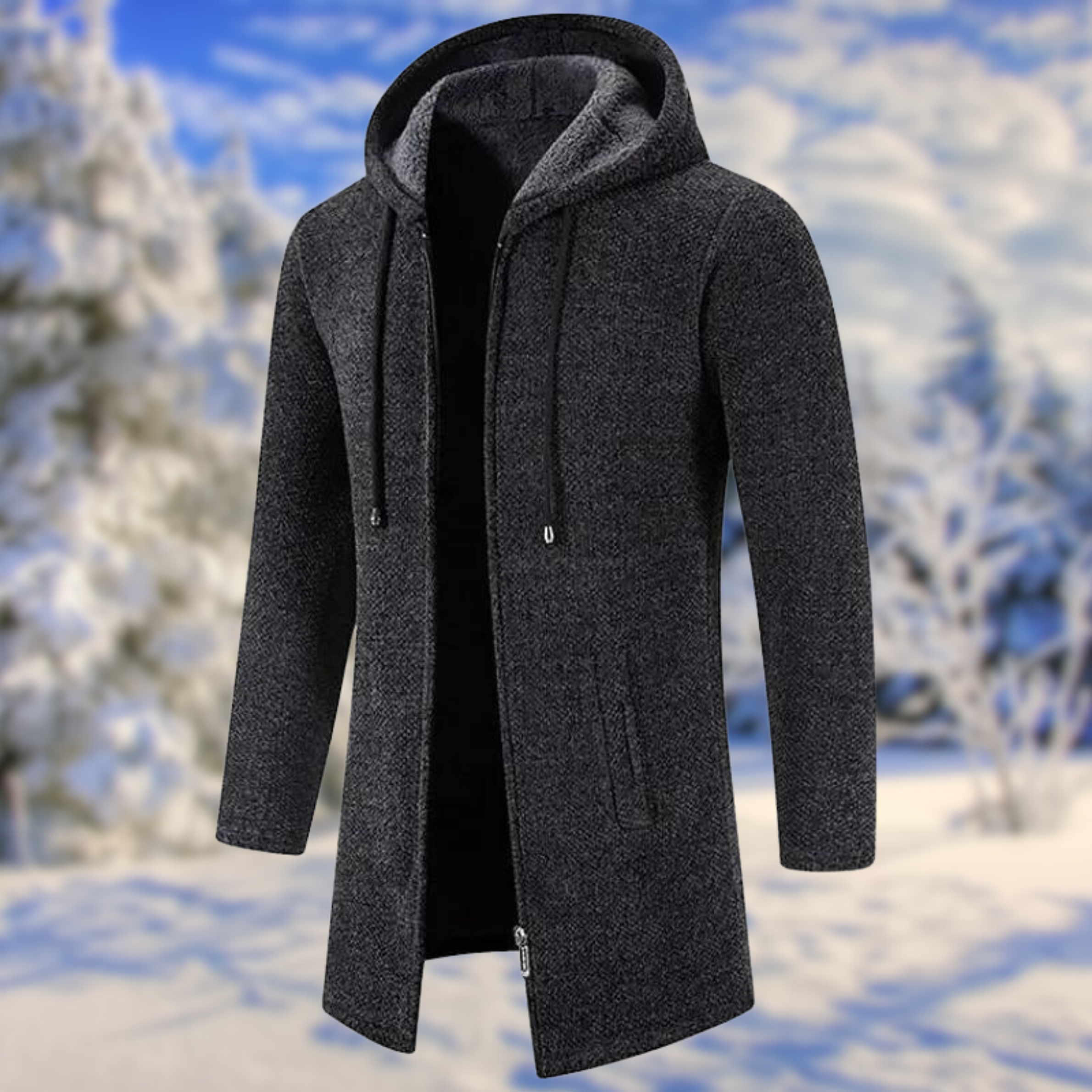 Dirk - Mittellanger Fleece-Cardigan für Herren