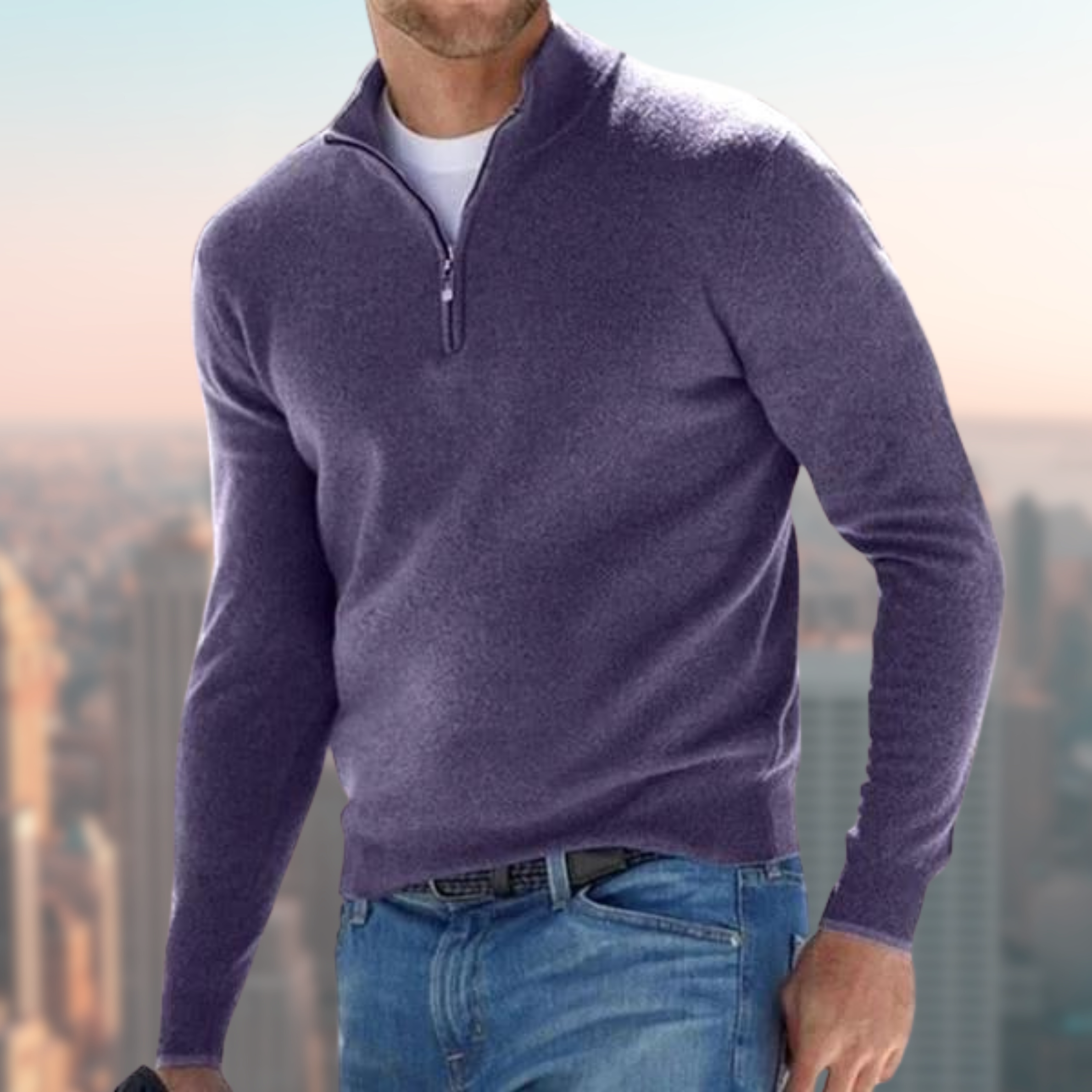 Chad - Basic-Pullover mit Reißverschluss