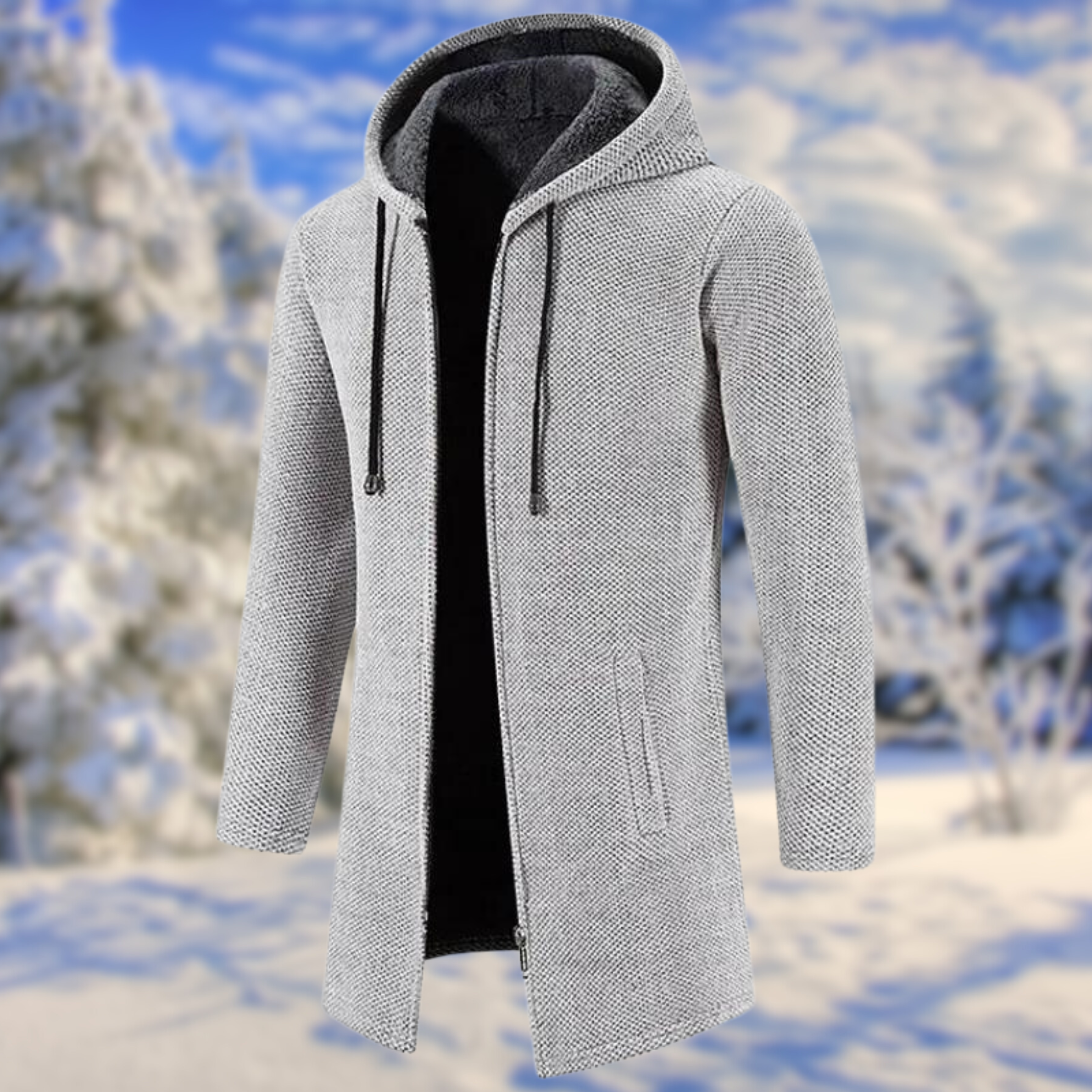 Dirk - Mittellanger Fleece-Cardigan für Herren