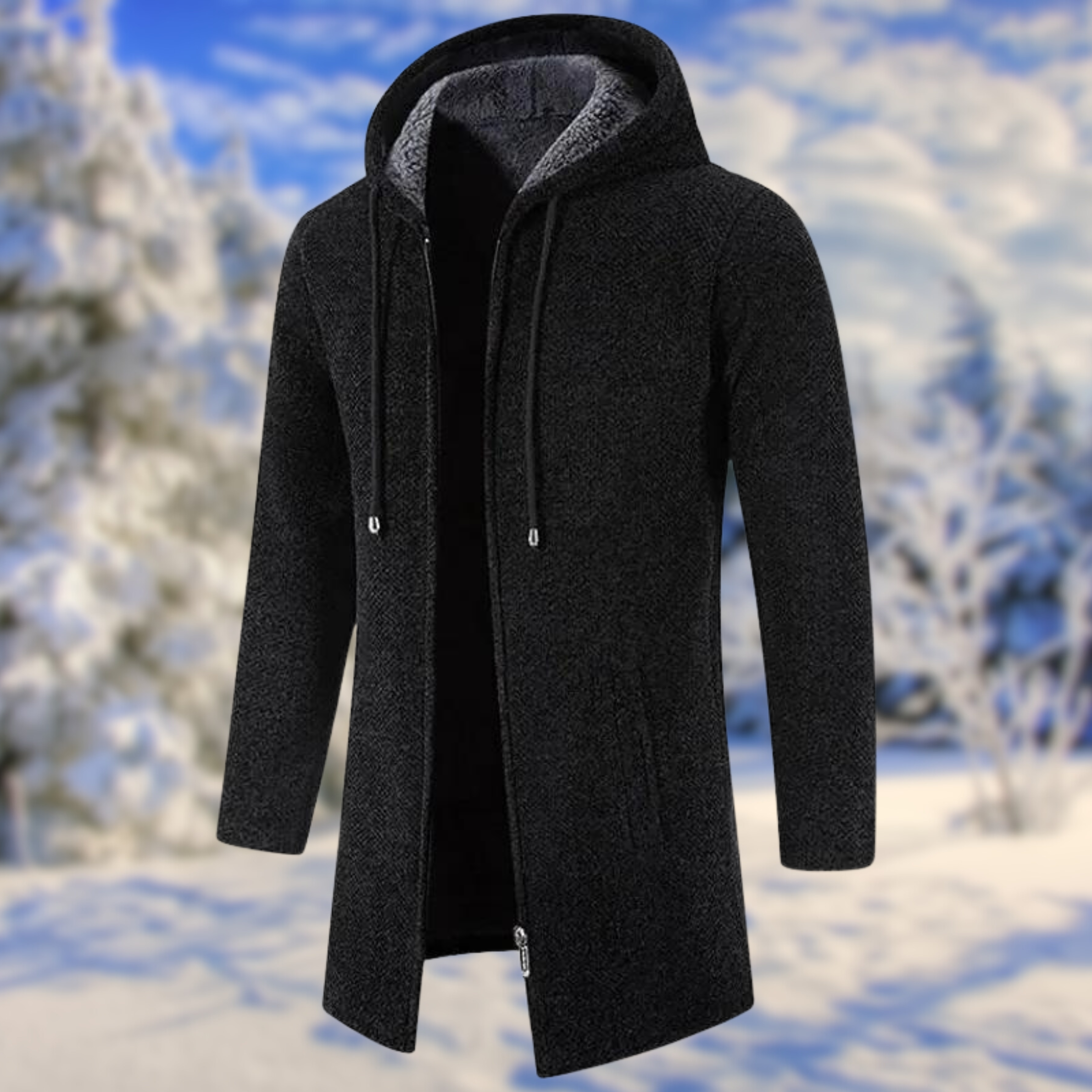 Dirk - Mittellanger Fleece-Cardigan für Herren