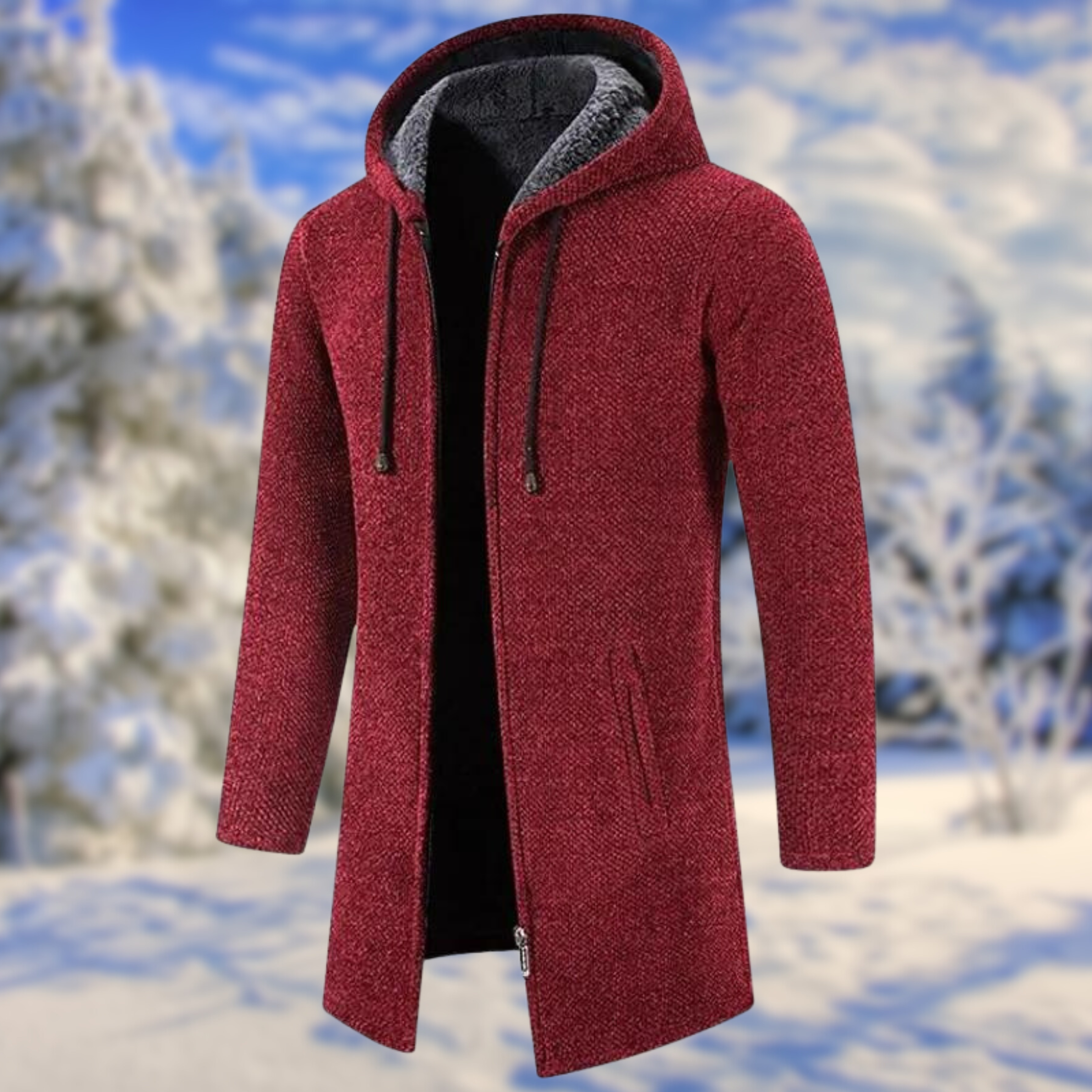 Dirk - Mittellanger Fleece-Cardigan für Herren