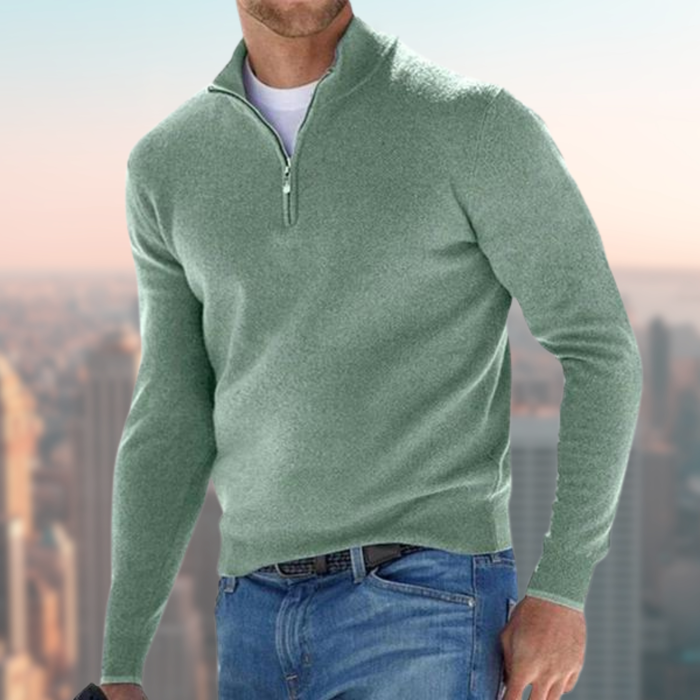 Chad - Basic-Pullover mit Reißverschluss