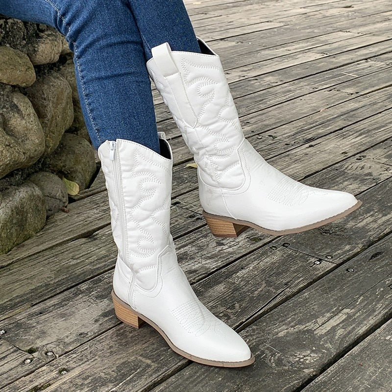 Wendy - Retro-Cowboystiefel mit Reißverschluss an der Seite