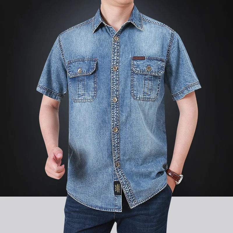 Michael - Denim-Shirt mit kurzen Ärmeln