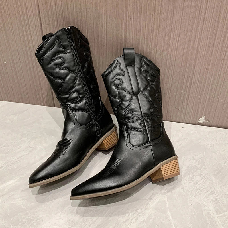 Wendy - Retro-Cowboystiefel mit Reißverschluss an der Seite