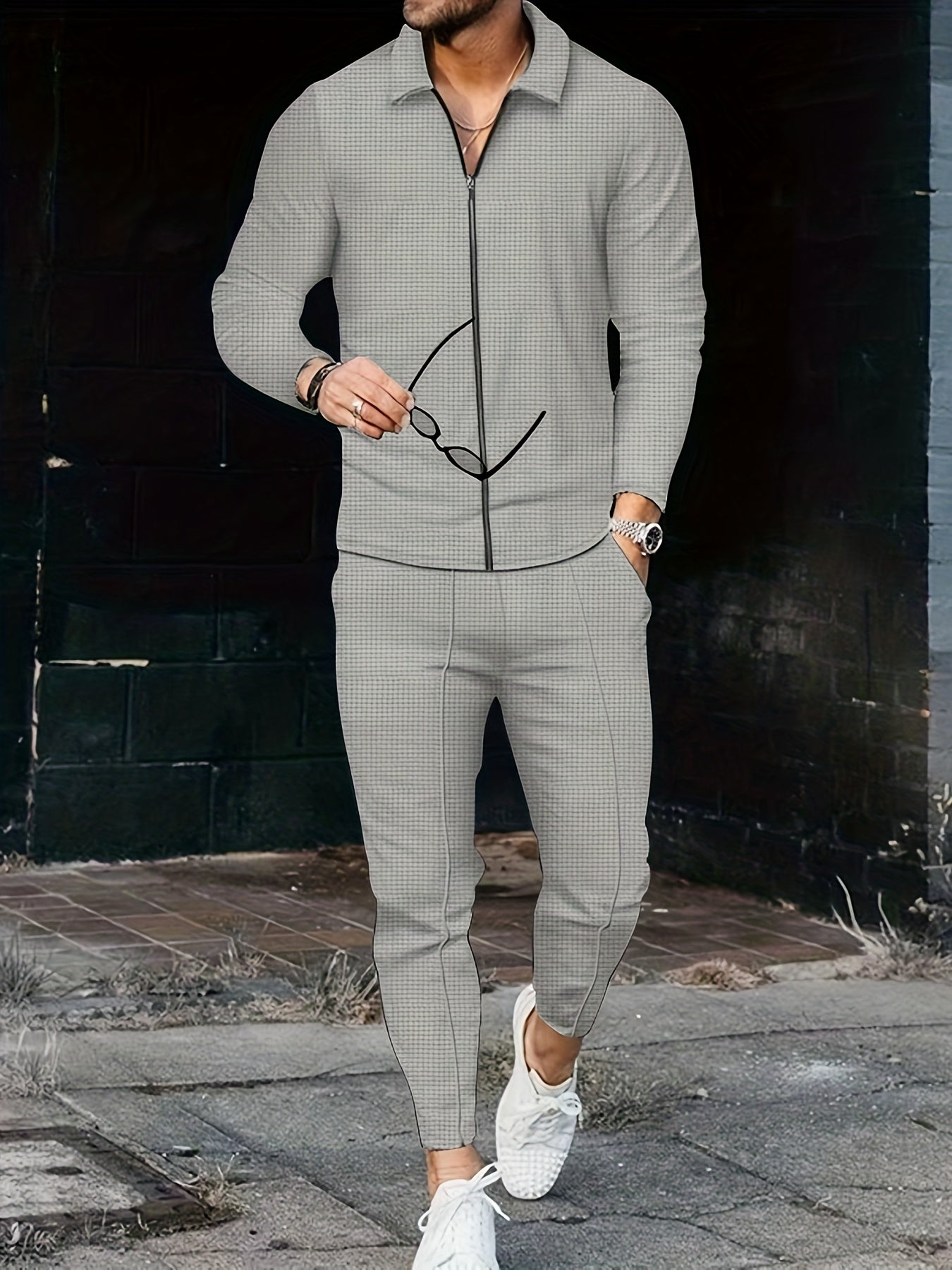 Warrick - Waffle Pattern Jogginganzug für Herren