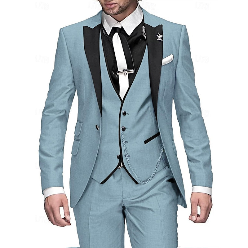 Antonio - 3-teiliges Leinen-Set für Herren, bestehend aus schlichtem Business-Blazer, Weste und Hose