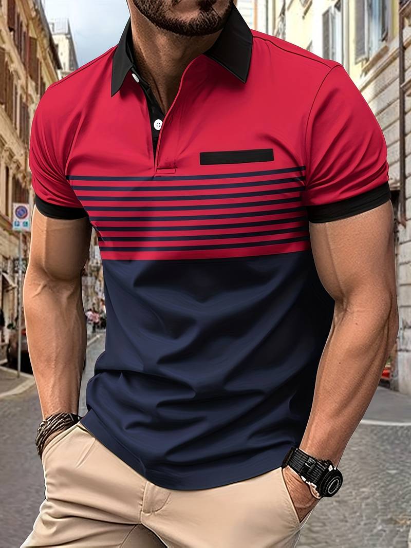 Chase – lässiges kurzarm-streifen-poloshirt für herren