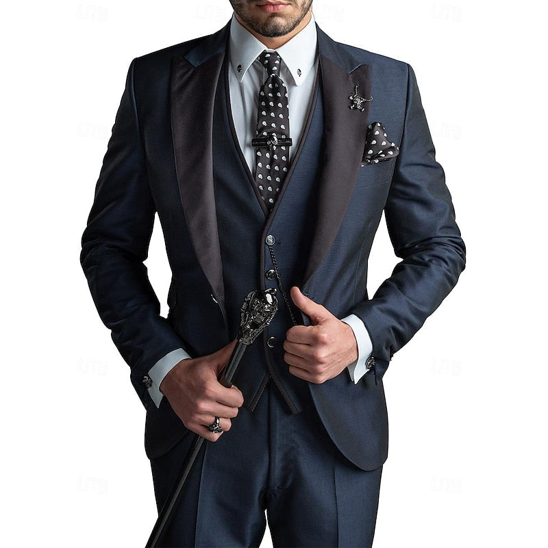 Antonio - 3-teiliges Leinen-Set für Herren, bestehend aus schlichtem Business-Blazer, Weste und Hose